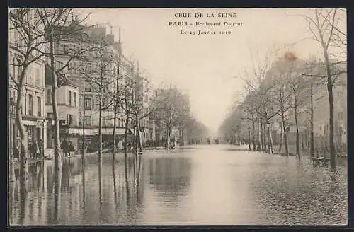 AK Paris, Crue de la Seine 1910, Boulevard Diderot inondé