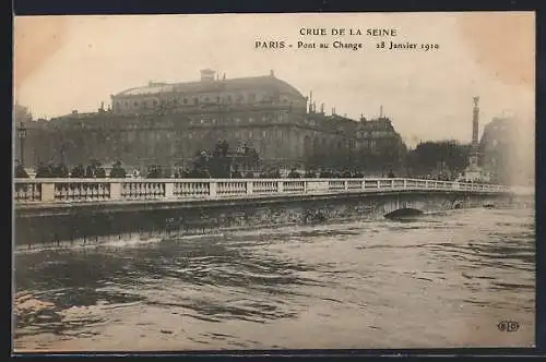 AK Paris, Crue de la Seine au Pont au Change, 28 Janvier 1910