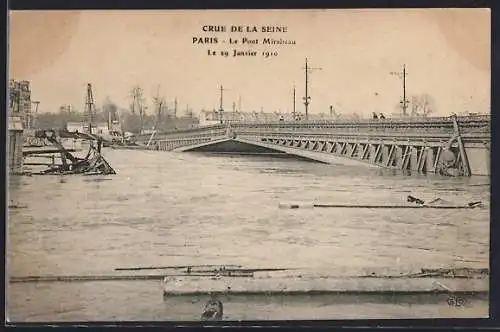 AK Paris, Crue de la Seine 1910, Le Pont Mirabeau inondé