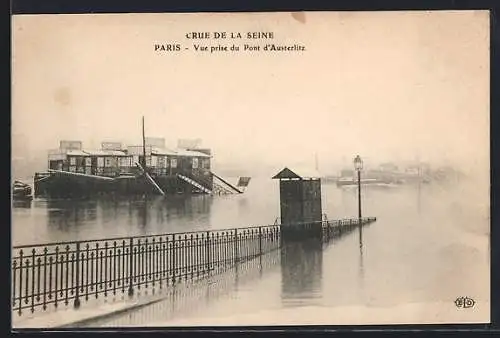 AK Paris, Crue de la Seine 1910 vue prise du Pont d`Austerlitz
