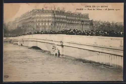 AK Paris, Crue de la Seine au Pont de l`Alma, 28 janvier 1910