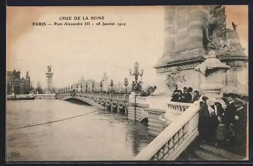 AK Paris, Crue de la Seine au Pont Alexandre III, 28 Janvier 1910