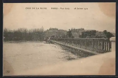 AK Paris, Crue de la Seine au Pont Sully le 28 Janvier 1910