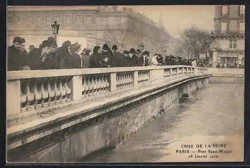 AK Paris, Crue de la Seine 1910 au Pont Saint-Michel