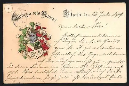 AK Hamburg-Altona, Studentenwappen der Verbindung Albingia