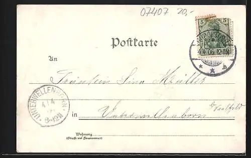 Lithographie Rudolstadt, Ortsansicht vom Hain, Markt, Rudolsbad