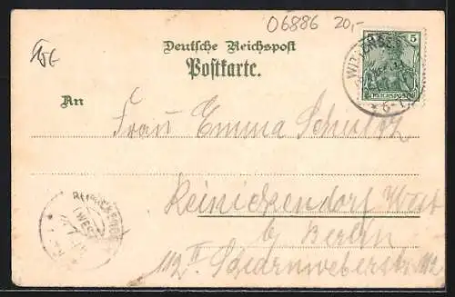 Lithographie Wittenberg / Lutherstadt, Maktplatz mit Lutherhaus