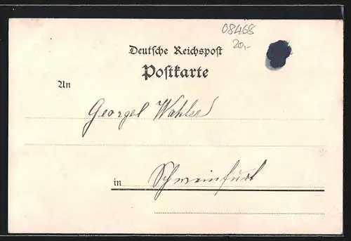 Lithographie Reichenbach i /V., Kirche St. Petri u. Pauli, Bürgerschule, Karlsturm