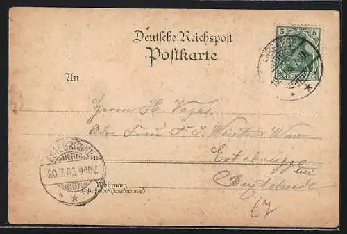 Lithographie Blankenese b. Hamburg, Süllberg mit Dampfer Deutschland