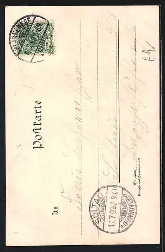 Lithographie Blankenese b. Hamburg, Gasthaus auf dem Süllberg, passierender Dampfer