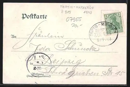 Lithographie Auma, Rathaus, Kesselsee, Sophienbad und Alexanderplatz