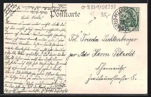 AK Schönfeld-Pfaffroda i. Erzgeb., Gasthof, Schloss und Panorama