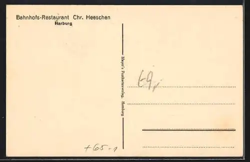 AK Harburg, Bahnhofs-Restaurant Chr. Heeschen, Innenansicht