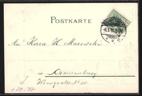 Passepartout-Lithographie Oranienburg, Am Radfahrer Bundes-Hotel, ehem. Rathaus, Wappen