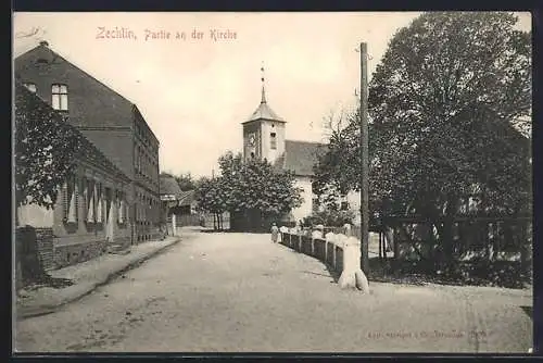 AK Zechlin, Strassenpartie an der Kirche