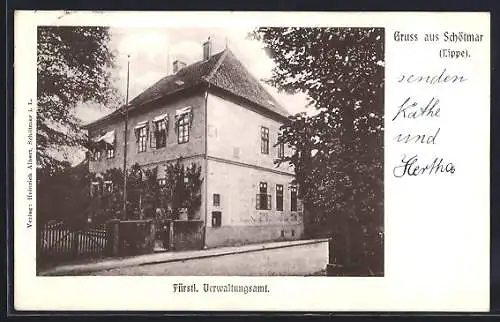 AK Schötmar /Lippe, Blick auf das fürstl. Verwaltungsamt