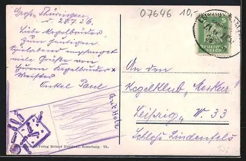 AK Wolfersdorf / Orla, Gasthaus zum Schlüsselgrund mit Garten und Strasse