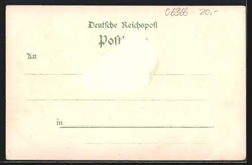 Lithographie Cöthen i. Anh., Landes-Seminar, Bach-Denkmal, Kirche mit Kriegerdenkmal, Magdeburger Tor