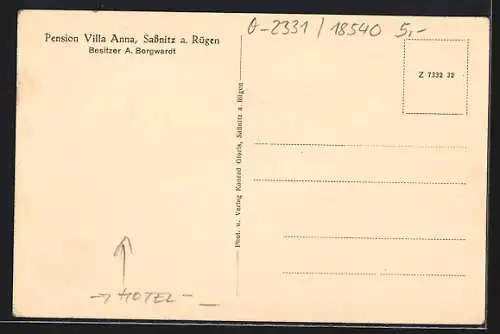 AK Sassnitz, An der Pension Villa Anna von A. Borgwardt