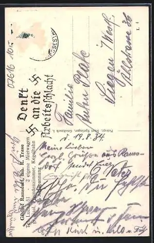 AK Ramsdorf / Lucka, Strassenpartie am Gasthaus