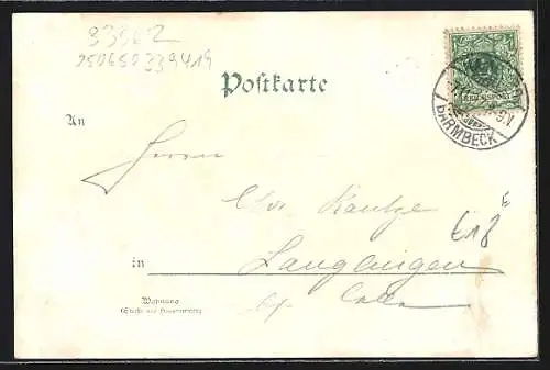 Lithographie Hamburg-Neustadt, Restaurant Kiel`s Keller mit Jungfernstieg, Grosser Saal, Vorsaal