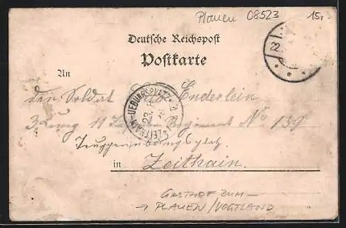 Lithographie Jocketa, Hotel Friedrich August Stein, Elsterthalbrücke