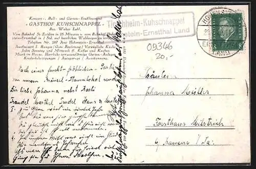AK Kuhschnappel, Gasthof von Walter Lahl, Totalansicht