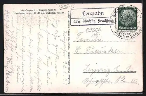 AK Leupahn, Gasthof Leupahn, Gesellschaftsgarten und Colditzer Wald