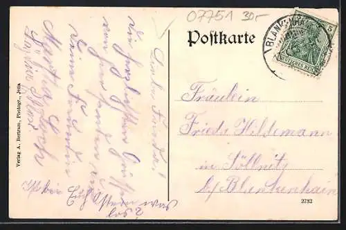 AK Milda, Gasthof v. Adalbert Bienert, Ortsansicht vom Feld aus