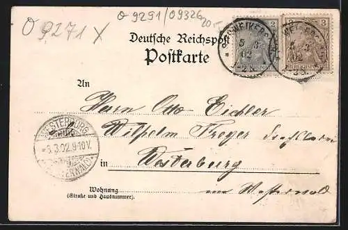 Lithographie Schweikershain, Brauerei mit See, Fabrik, Annastift, Schule