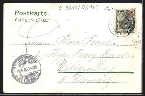 Lithographie Borna / Chemnitz, Gasthof Bismarckschlösschen von Ernst Linke