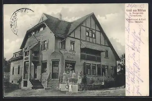 AK Mühlau b. Burgstädt, Conditorei & Café Otto Osbahr