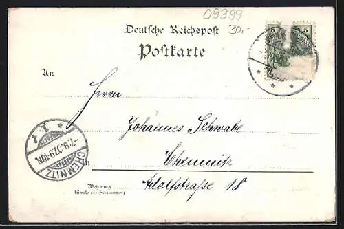 Lithographie Niederwürschnitz, Gasthof zum Kronprinz, Gasthof z. grünen Wiese, Gasthof Sächsischer Hof