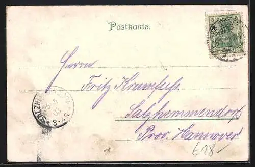 Lithographie Hamburg-Jüthorn, Hotel & Pension Gross Jüthorn, Radfahrbahn
