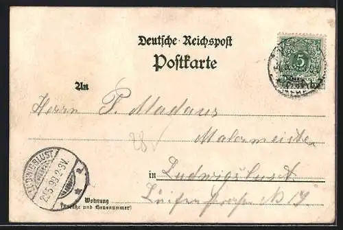 Lithographie Hamburg-Harburg, Hotel zur Wartburg v. Louis Plath mit Ball-Saal