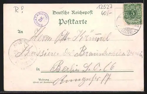 Lithographie Königswusterhausen, R. Käppel`s Restaurant v. W. Heinrich Nachf., Blick auf Rauchfangswerder