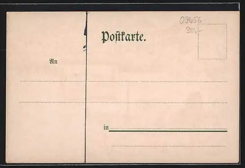 Lithographie Cunersdorf / Kirchberg, Robert Kriegels Restaurant mit Strasse und Eisenbahn, Schule
