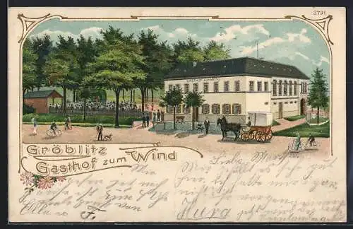Lithographie Gröblitz, Gasthaus zum Wind
