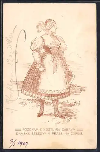 AK Prag / Praha, Kostumní Zábavy Damské Besedy v Praze na Zofíne