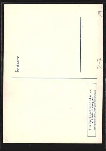 AK Briefmarkencollage in Form eines Mannes mit Blumenstrauss