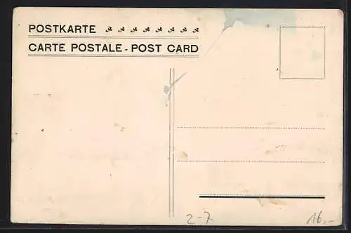 AK Briefmarkencollage in Form einer Dorfszene mit zwei Windmühlen