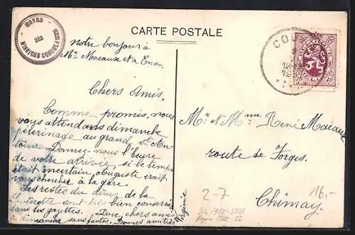 AK Briefmarkencollage in Form eines Segelbootes