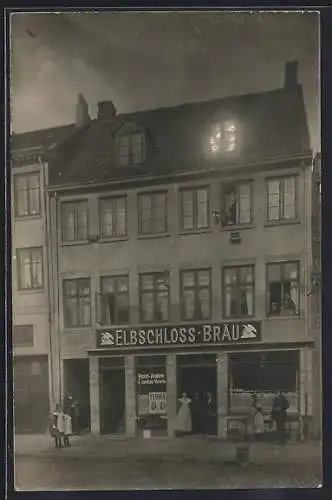 Foto-AK Hamburg-Altona, Gasthaus Elbschloss-Bräu v. Ernst Schulz, Palmaille 32, 1910
