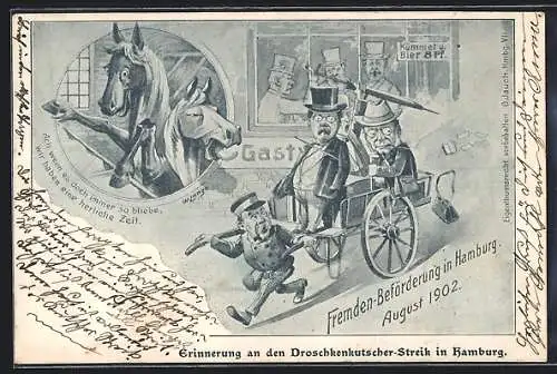 AK Hamburg, Erinnerung an den Droschkenkutscherstreik, Fremdenbeförderung August 1902