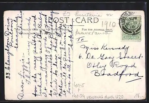 Passepartout-AK Passagierschiff R.M.S. Lusitania der Cunard Line, versenkt durch deutsches U-Boot U 20