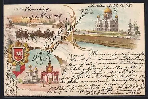 Lithographie Moscou, Cathédrale du St. Sauveur, Porte rouge
