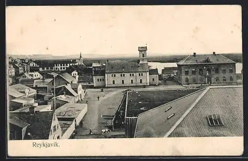 AK Reykjavík, Strassenpartie aus der Vogelschau