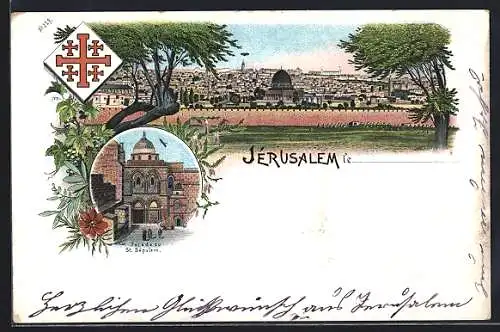 Lithographie Jérusalem, Facade du St. Sépulcre