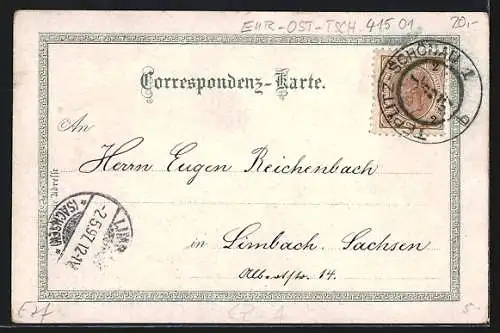 Lithographie Teplitz Schönau / Teplice, Schlossberg Restaurant, Schlossplatz, Gymnasium