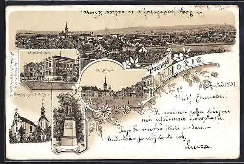 Lithographie Horice, Cast Namesti, Ramatny kostel Sv. Gotharda
